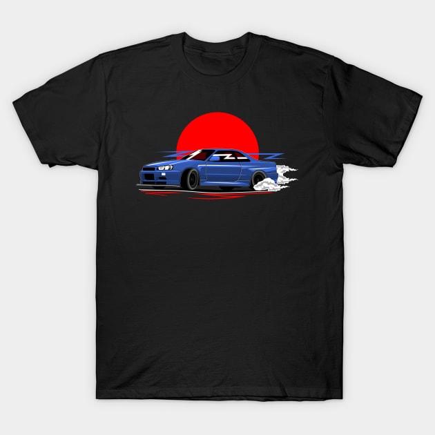 Skyline R34 - Drifting T-Shirt by masjestudio